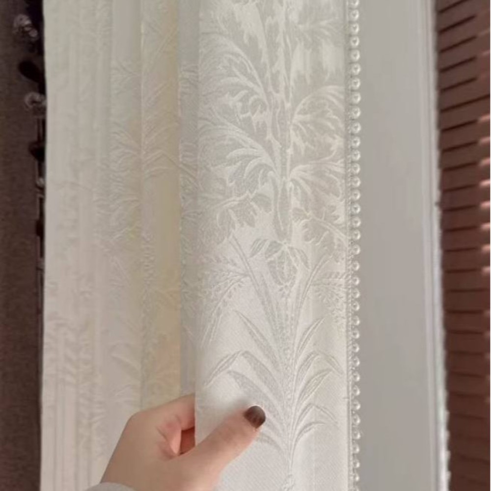 Home Textiles Luxury Curtains - ستائر جاكار فاخرة منقوشة بنمط أوراق