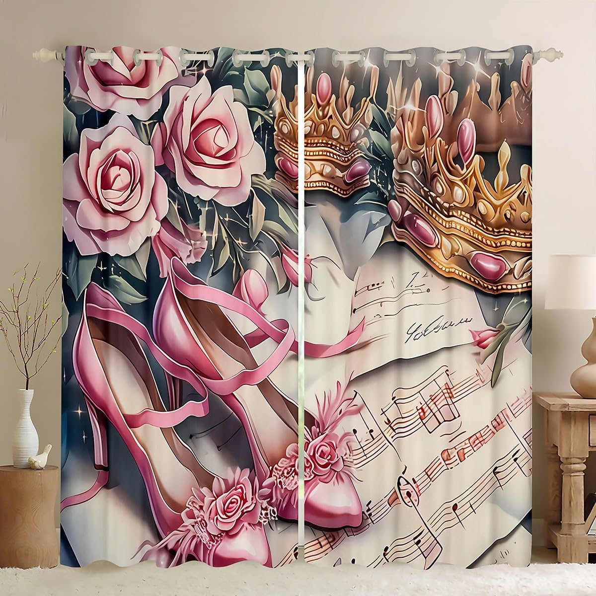 Home Textiles Luxury Curtains - ستائر حمام وردية بكعب عالٍ، ستائر