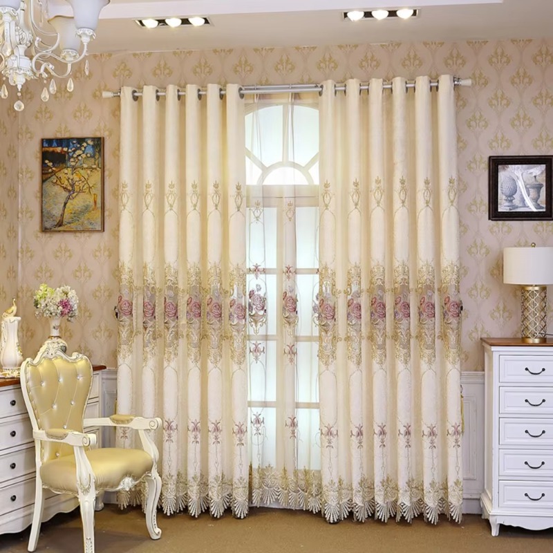 Home Textiles Luxury Curtains - ستائر نافذة فاخرة عصرية مطرزة بلون