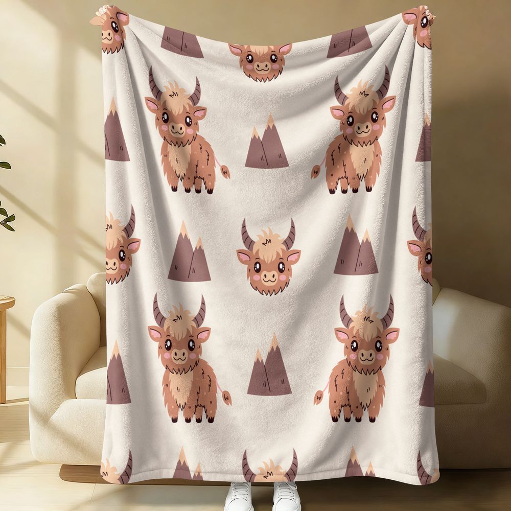 بطانية من الفلانيل بطباعة بقرة - مراجعة Highland Home Textiles وسعره