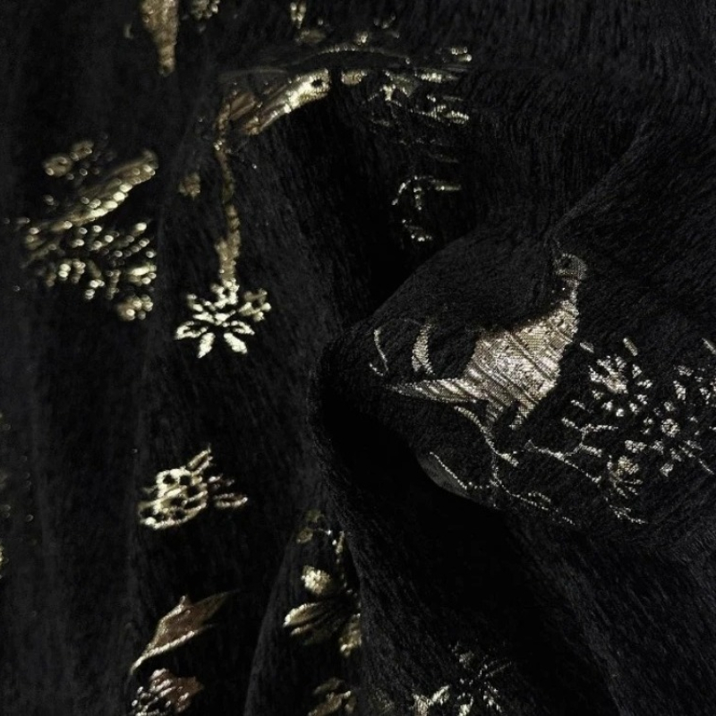 الذهب الموضوع الشنيل الجاكار ت - مراجعة Home Textiles Luxury Curtains وسعره