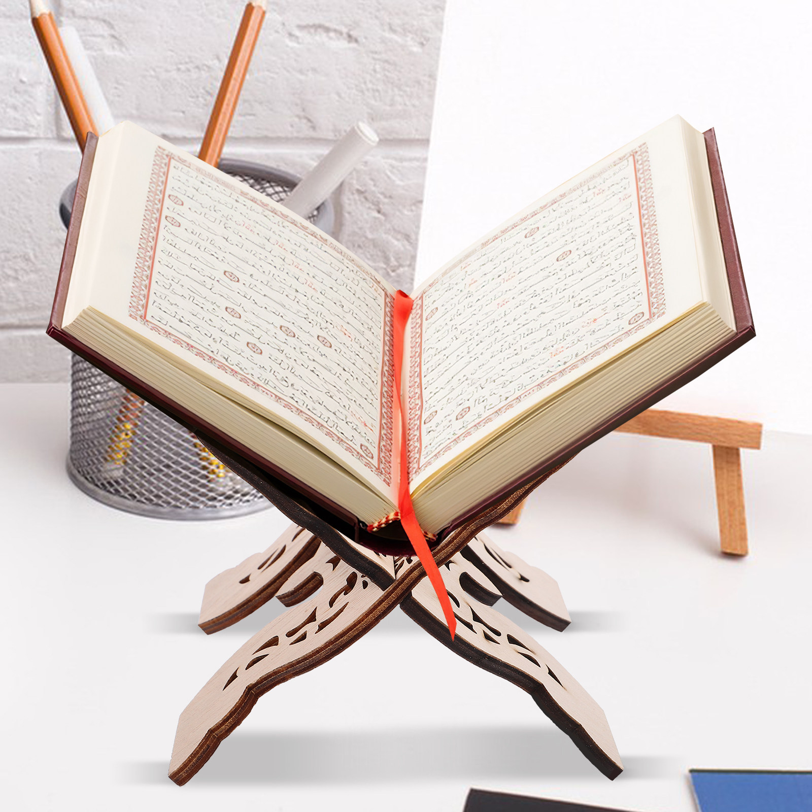 حامل كتب خشبي مصنوع بدقة، حامل - مراجعة Home Quran وسعره