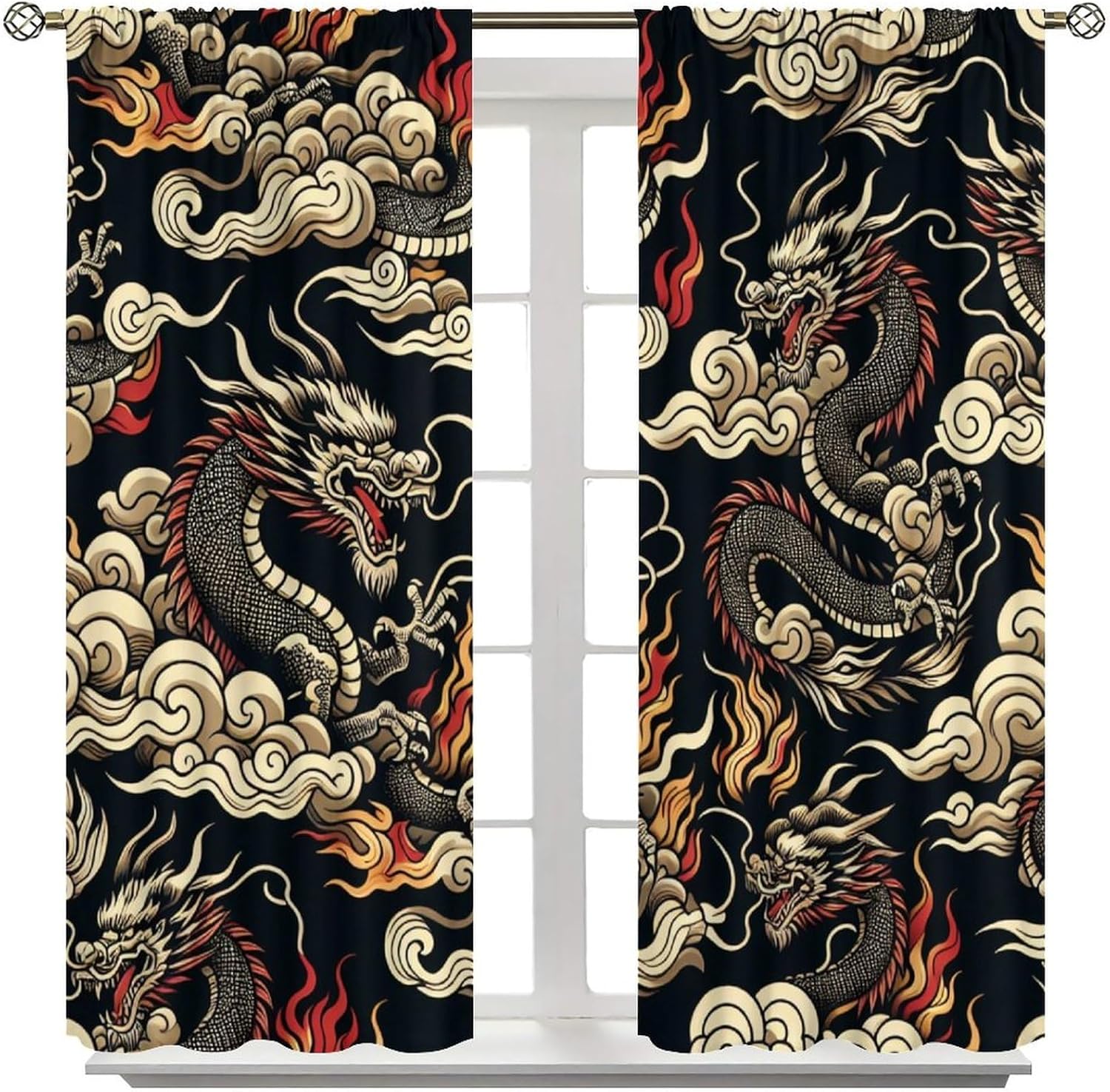 ستائر فاخرة بنمط التنين الآسيو - مراجعة Home Textiles Luxury Curtains وسعره