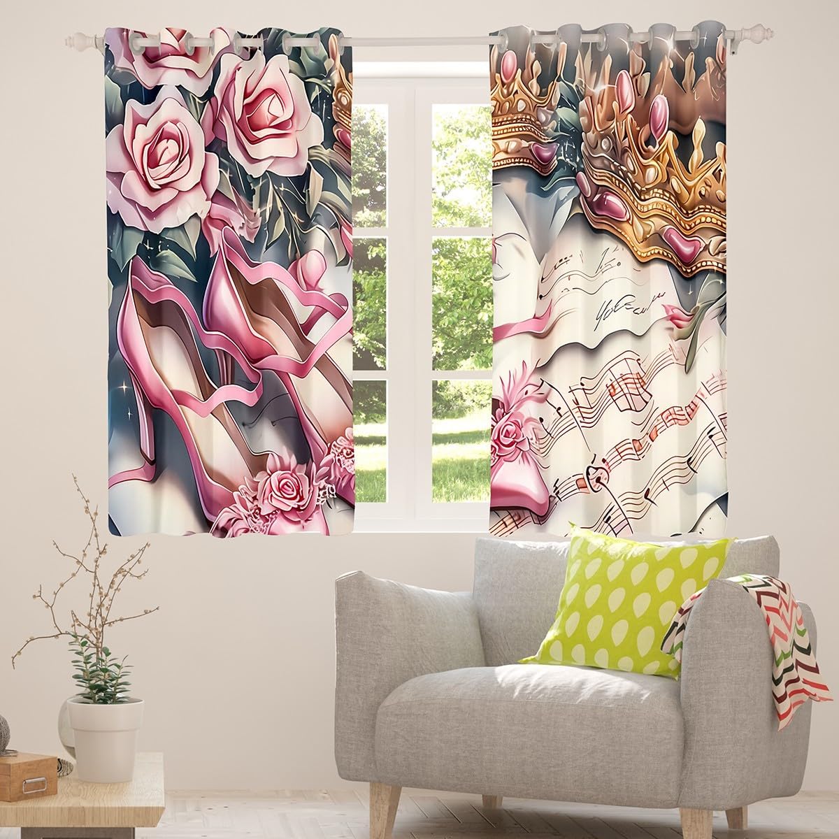 ستائر حمام وردية بكعب عالٍ، ست - مراجعة Home Textiles Luxury Curtains وسعره