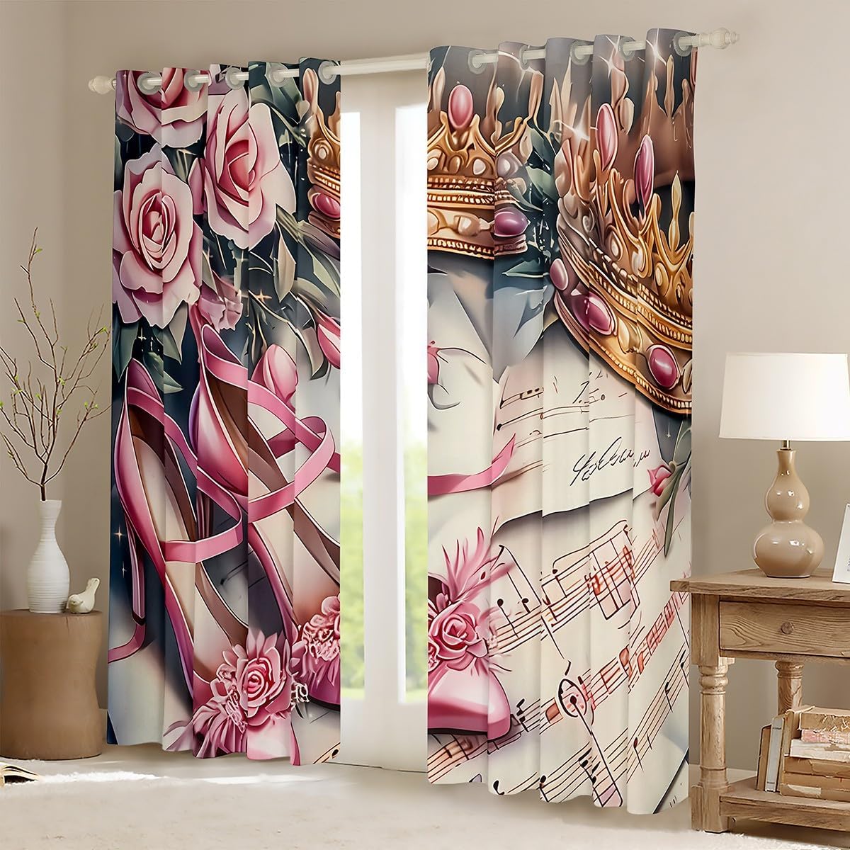 ستائر حمام وردية بكعب عالٍ، ست - مراجعة Home Textiles Luxury Curtains وسعره