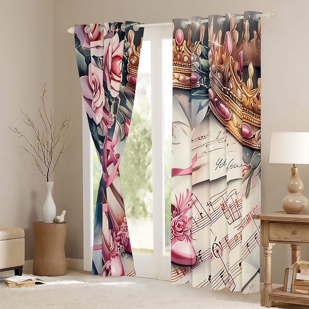 ستائر حمام وردية بكعب عالٍ، ست - مراجعة Home Textiles Luxury Curtains وسعره